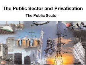 The Public Sector and Privatisation The Public Sector