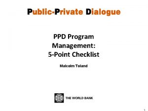 PPD Program Management 5 Point Checklist Malcolm Toland
