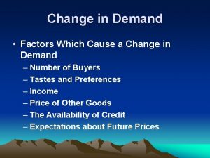 Change in Demand Factors Which Cause a Change