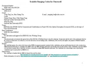 Scalable Ranging Codes for Femtocell Document Number IEEE