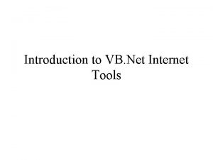 Introduction to VB Net Internet Tools Web Server