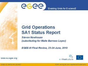 Enabling Grids for Escienc E Grid Operations SA