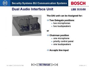 Security Systems BU Communication Systems Dual Audio Interface