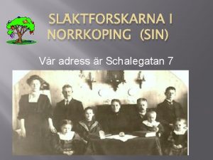 SLKTFORSKARNA I NORRKPING SIN Vr adress r Schalegatan