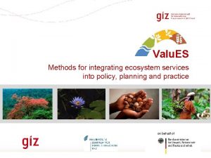 Valu ES Methods for integrating ecosystem services into