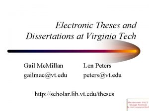 Electronic Theses and Dissertations at Virginia Tech Gail