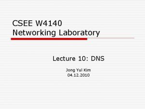 CSEE W 4140 Networking Laboratory Lecture 10 DNS