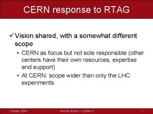 CERN response to RTAG Vision shared with a