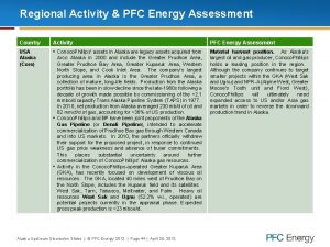 Regional Activity PFC Energy Assessment Country Activity PFC
