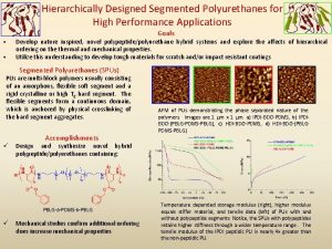 Hierarchically Designed Segmented Polyurethanes for High Performance Applications