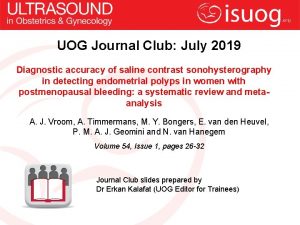 UOG Journal Club July 2019 Diagnostic accuracy of