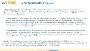 Leading Indicators Template Leading and lagging indicators are