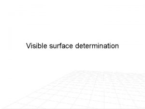 Visible surface determination Problem outline Given a set