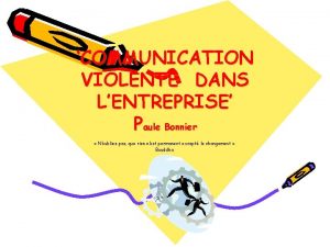 COMMUNICATION VIOLENTE DANS LENTREPRISE Paule Bonnier Noubliez pas