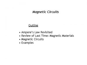 Magnetic Circuits Outline Amperes Law Revisited Review of