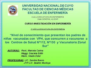 UNIVERSIDAD NACIONAL DE CUYO FACULTAD DE CIENCIAS MDICAS