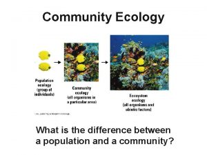 Community Ecology What is the difference between a
