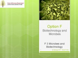 Option F Biotechnology and Microbes F 3 Microbes