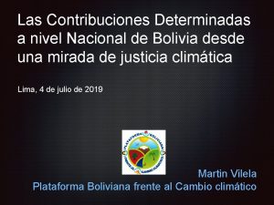 Las Contribuciones Determinadas a nivel Nacional de Bolivia