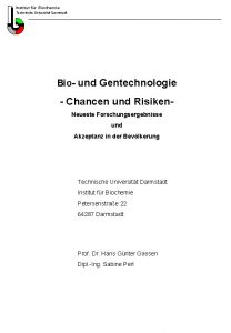 Institut fr Biochemie Technische Universitt Darmstadt Bio und