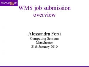 WMS job submission overview Alessandra Forti Computing Seminar