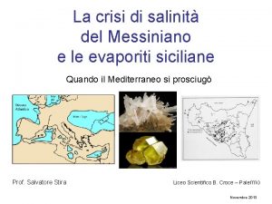 La crisi di salinit del Messiniano e le