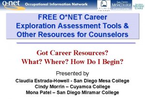 Onenet career assessment