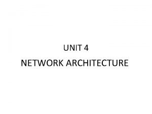 UNIT 4 NETWORK ARCHITECTURE Comparison between Architecture and