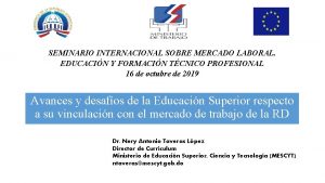 SEMINARIO INTERNACIONAL SOBRE MERCADO LABORAL EDUCACIN Y FORMACIN