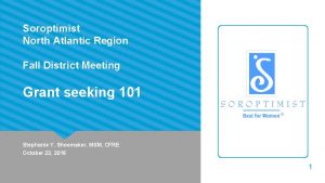 Soroptimist North Atlantic Region Fall District Meeting Grant