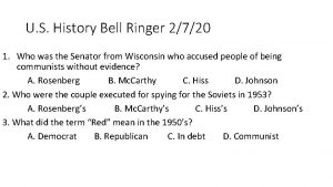 U S History Bell Ringer 2720 1 Who