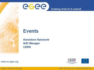 Enabling Grids for Escienc E Events Hannelore Hammerle