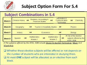 Subject Option Form For S 4 Subject Combinations