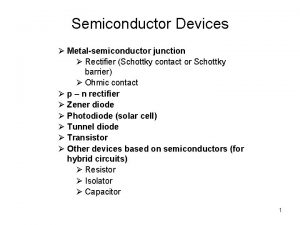 Semiconductor Devices Metalsemiconductor junction Rectifier Schottky contact or