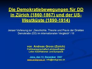 Die Demokratiebewegungen fr DD in Zrich 1860 1867