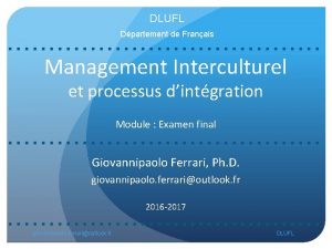 DLUFL Dpartement de Franais Management Interculturel et processus