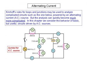 Alternating Current Kirchoffs rules for loops and junctions