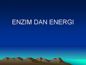 ENZIM DAN ENERGI 1 ENZIM Enzim ialah protein