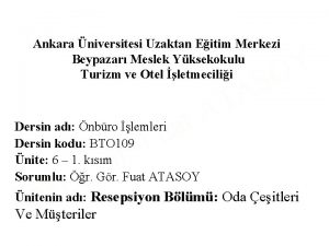 Ankara niversitesi Uzaktan Eitim Merkezi Beypazar Meslek Yksekokulu