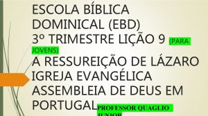 ESCOLA BBLICA DOMINICAL EBD 3 TRIMESTRE LIO 9