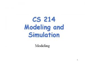 CS 214 Modeling and Simulation Modeling 1 TERMINOLOGY