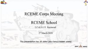 RCEME Corps Meeting RCEME School LCol J G