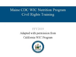 Maine CDC WIC Nutrition Program Civil Rights Training