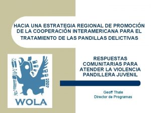 HACIA UNA ESTRATEGIA REGIONAL DE PROMOCIN DE LA