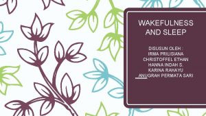 WAKEFULNESS AND SLEEP DISUSUN OLEH IRMA PRILISIANA CHRISTOFFEL