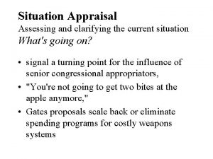 Situational appraisal examples