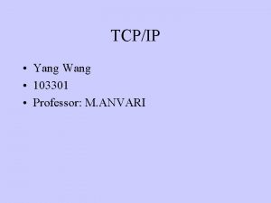 TCPIP Yang Wang 103301 Professor M ANVARI TCPIP