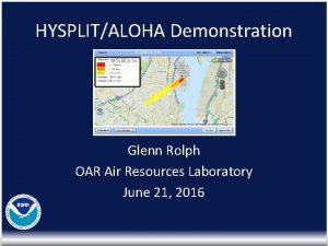 HYSPLITALOHA Demonstration Glenn Rolph OAR Air Resources Laboratory