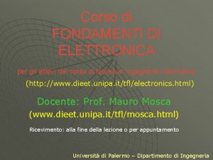 Corso di FONDAMENTI DI ELETTRONICA per gli allievi