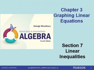 Chapter 3 Graphing Linear Equations Section 7 Linear